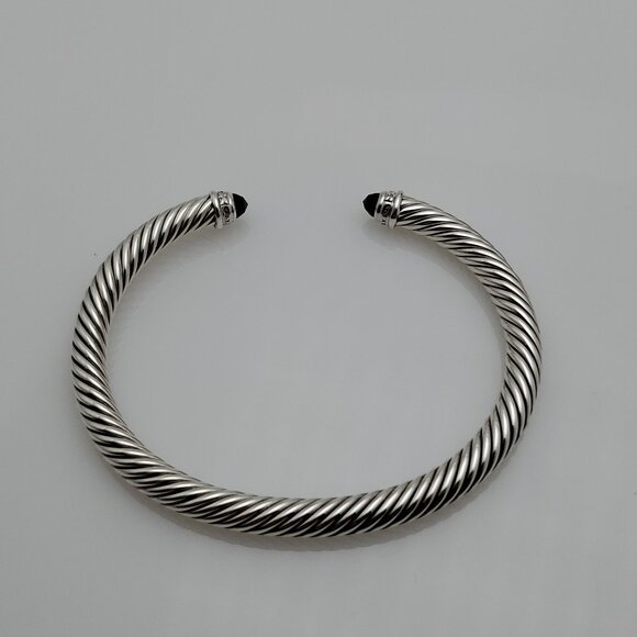 David Yurman 5mm Classic Cable Bracelet With Black Onyx and Diamond - Picture 3 of 7
